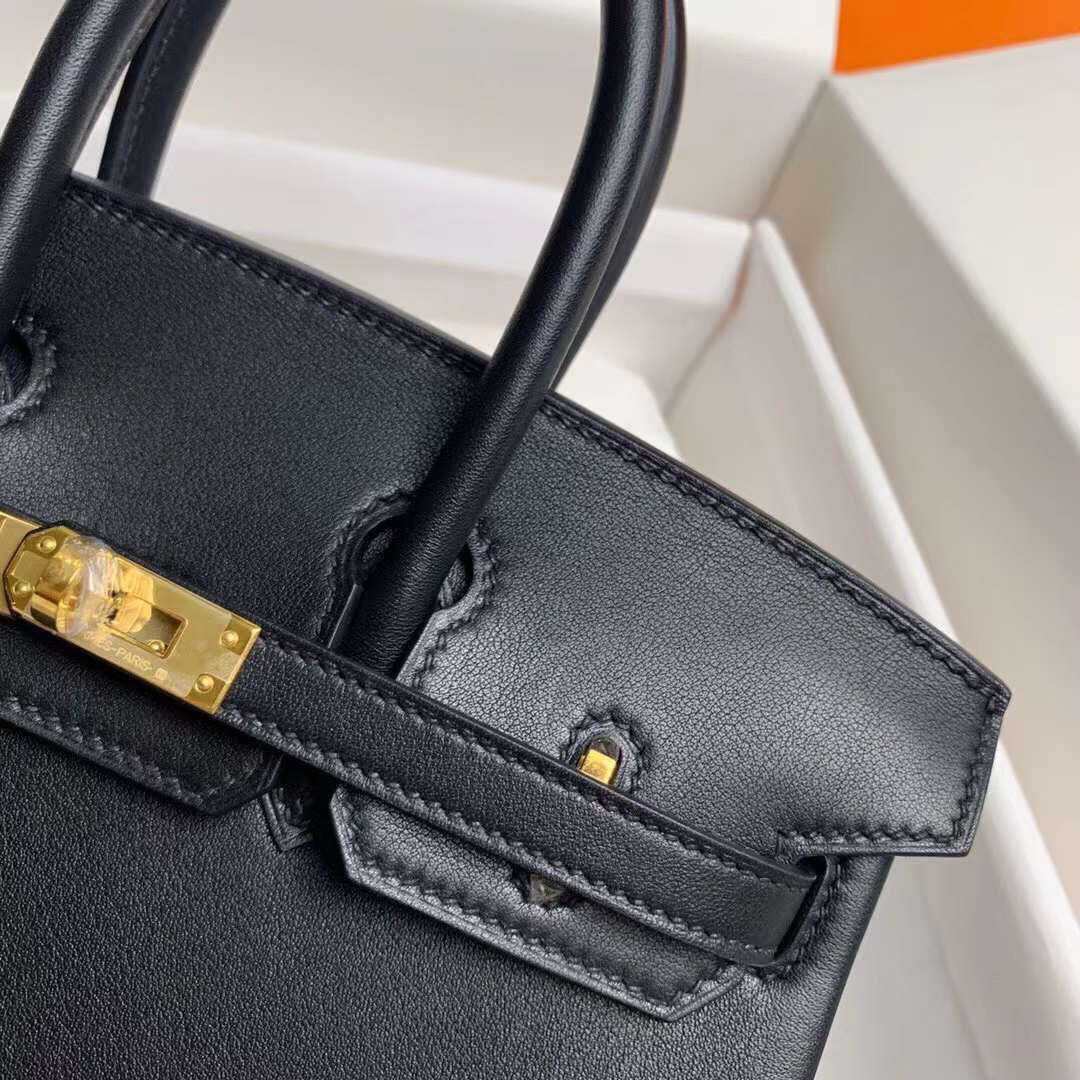 Hermes Birkin 25CM Swift Leather Handbag Black 